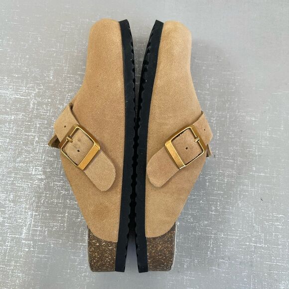 Quince Suede Leather Clogs Mules Size 8 Beige Water Repellent Comfort Shoes - Picture 12 of 13